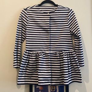 Dark navy and white striped peplum jacket